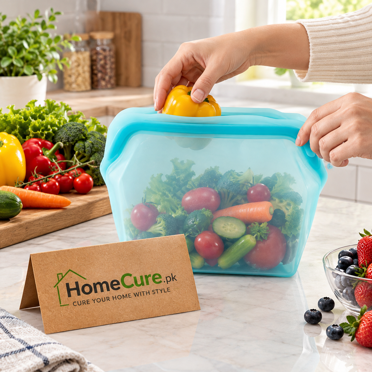 Product Title: Reusable Silicone Food Storage Bags – Pack of 2 (1000ml + 600ml)