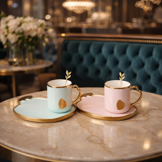Cap and saucer ceramic with spoon