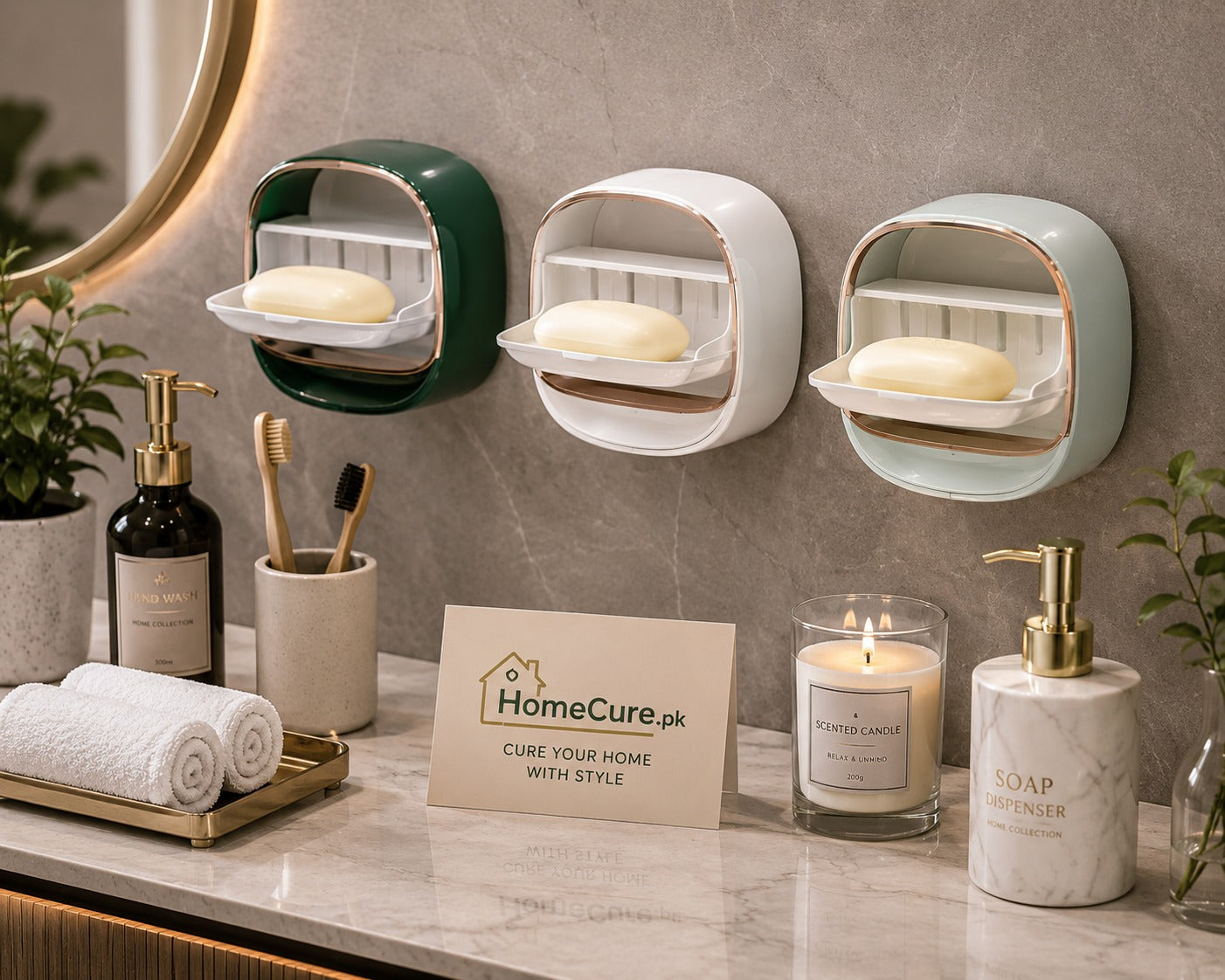 Wall-Mounted Soap Box with Lid | Bathroom Drain Soap Dish Holder
