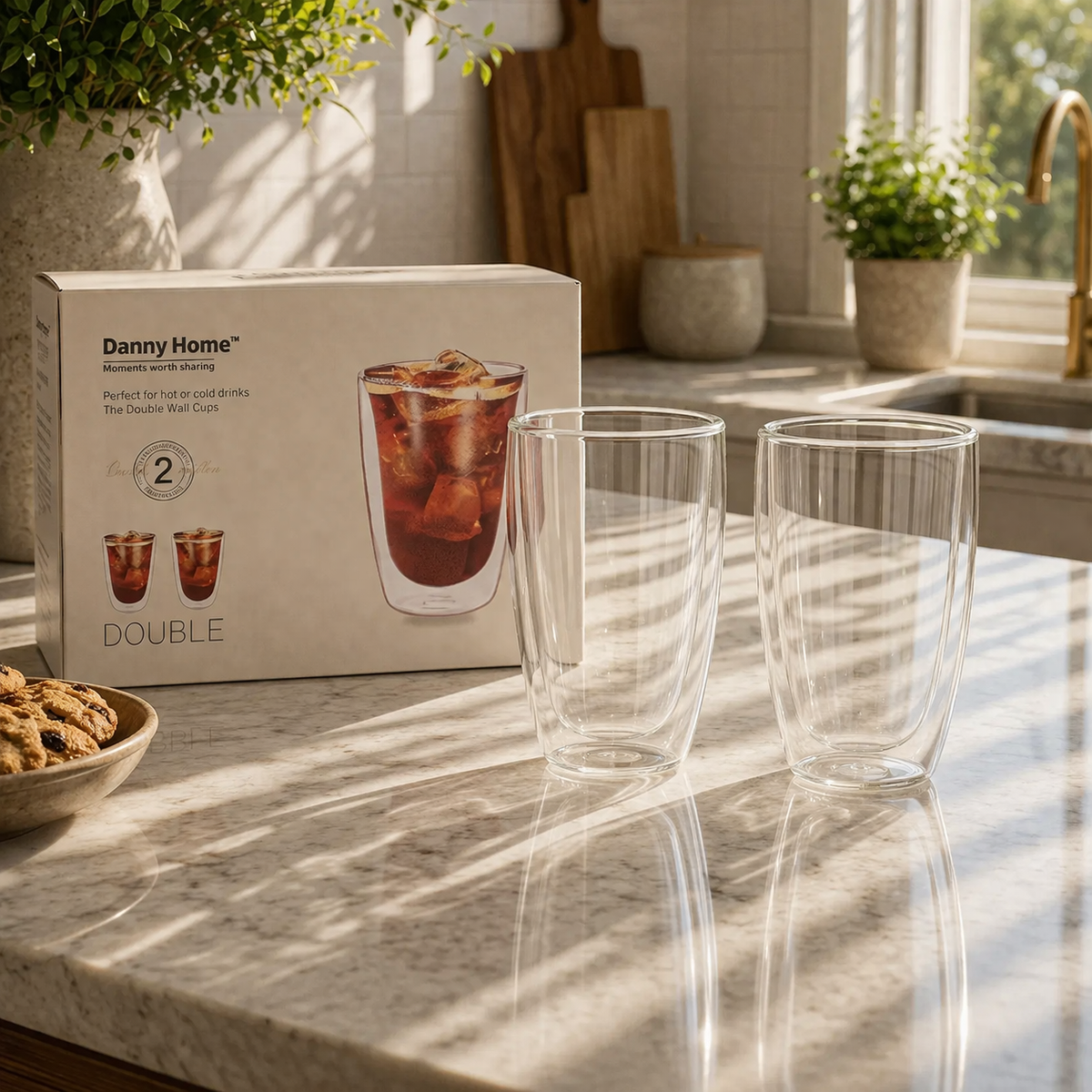 Danny Home 300ml Double Walled Glass - 2Pcs Set