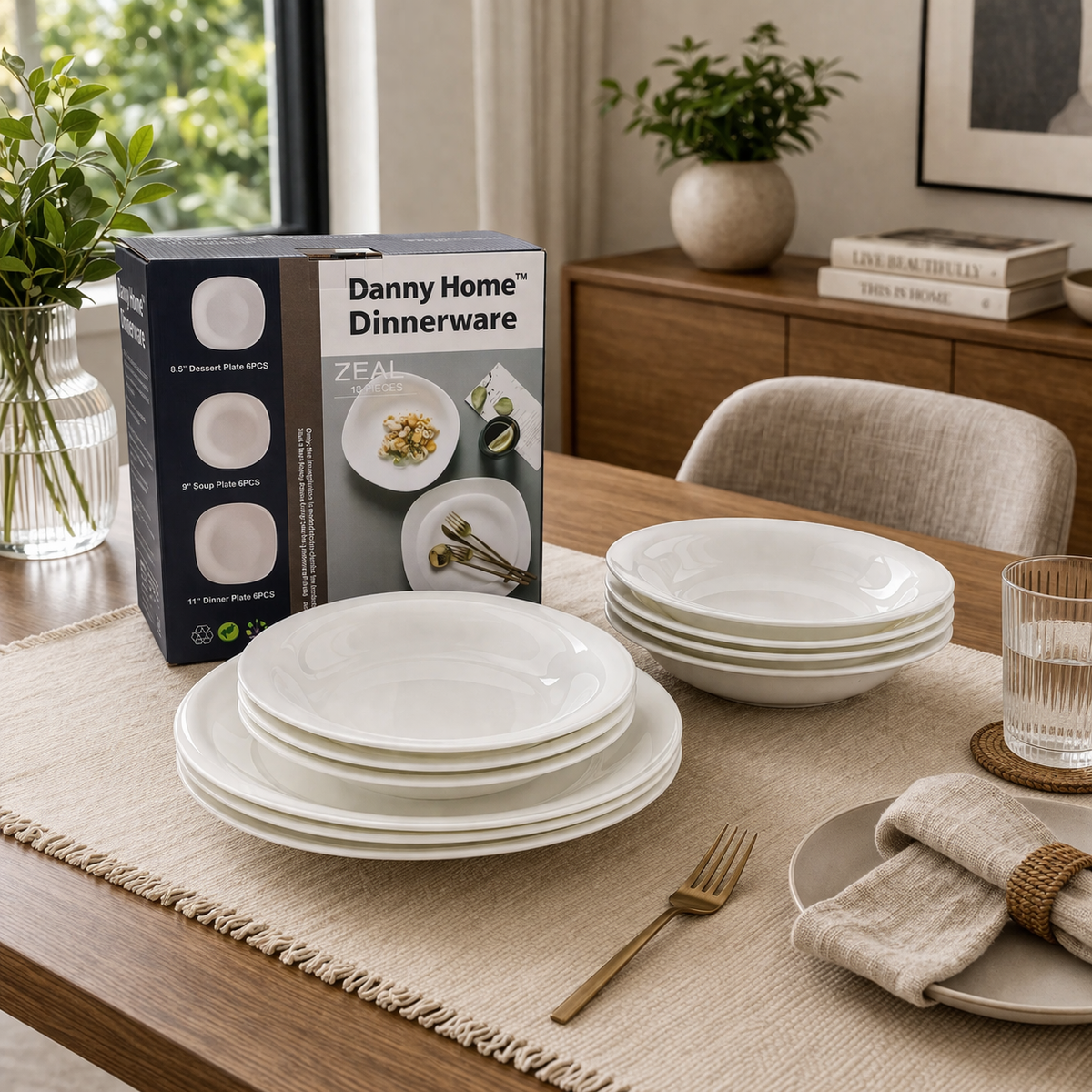 Danny Home Opal Glass Dinnerware Set 18pcs