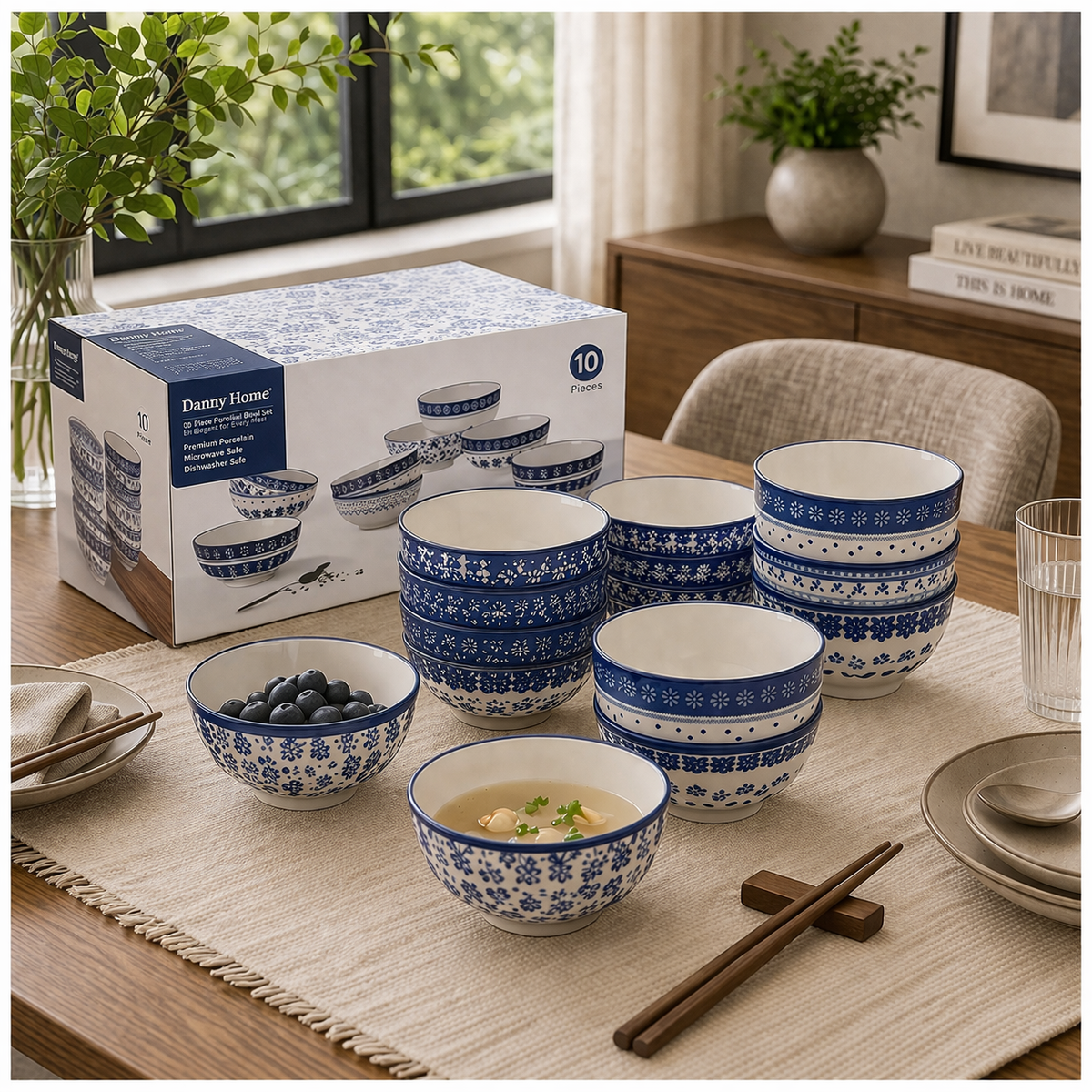 Danny Home 10Pcs Bohemian Bowl Set 4.75"