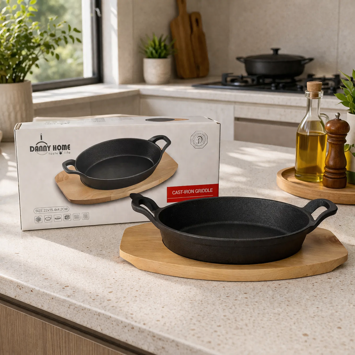 Danny Home Sizzling Pan with Bamboo Base 28cm