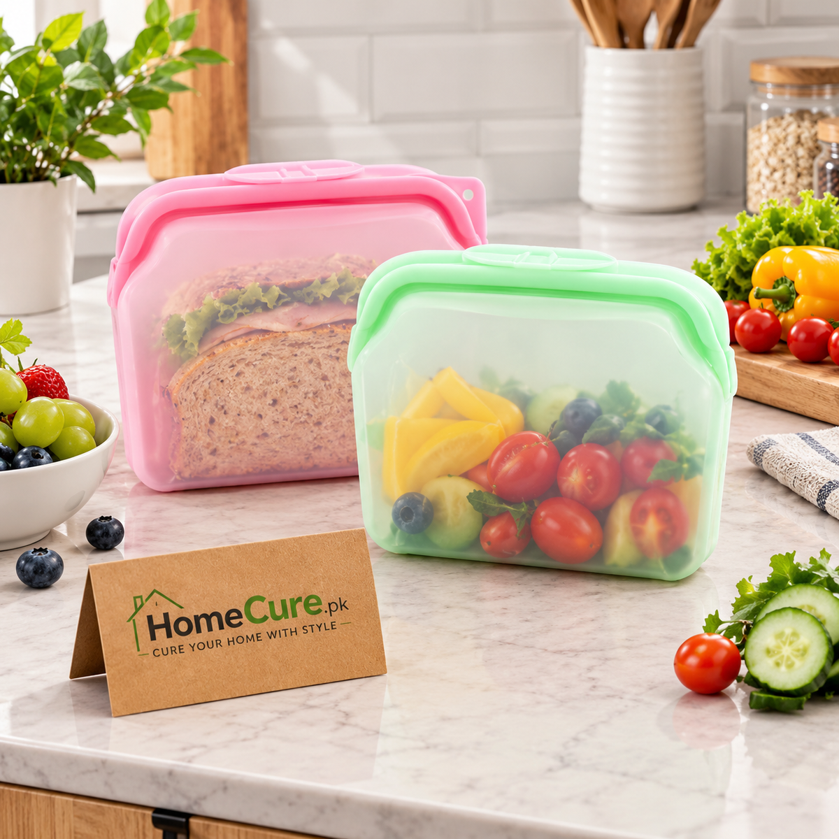 Product Title: Reusable Silicone Food Storage Bags – Pack of 2 (1000ml + 600ml)