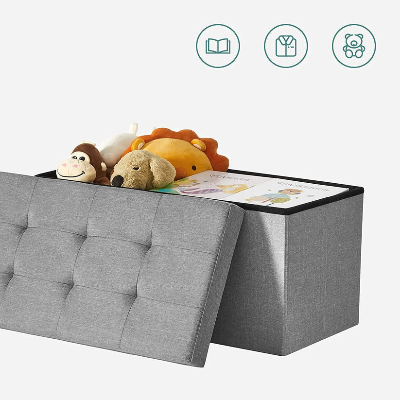 Large Capacity Storage Box - Padded Cushion Bench & Shoe Stool