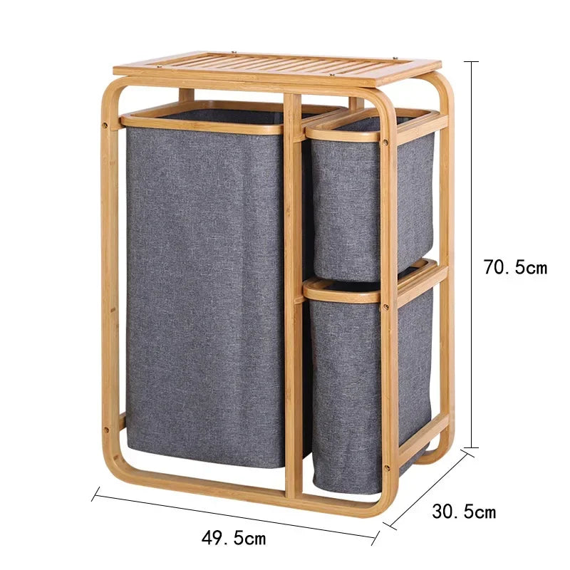 Bamboo Laundry Basket – 3 Collapsible Storage Bags