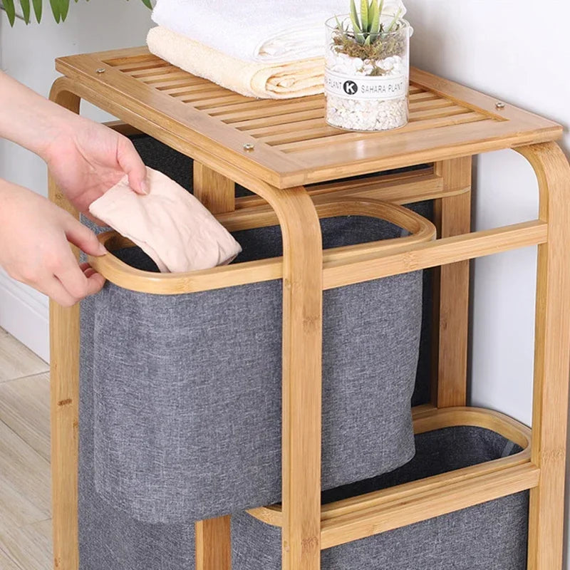 Bamboo Laundry Basket – 3 Collapsible Storage Bags
