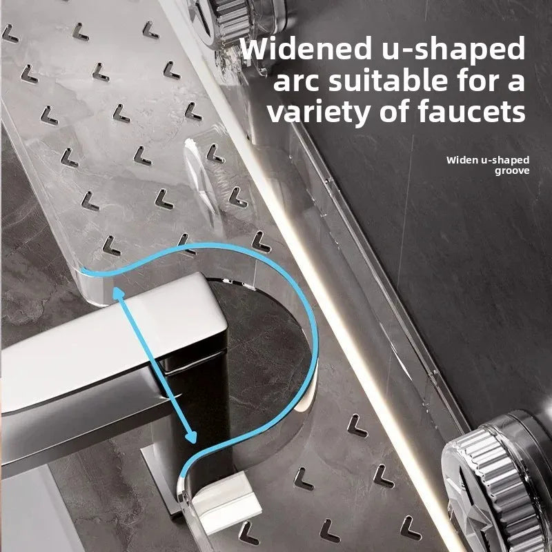 Bathroom Faucet Mount Storage Rack – No Drilling Washstand Organizer with Drain Design