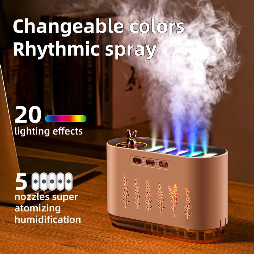 Silent 5-Hole Air Humidifier with Aromatherapy Light