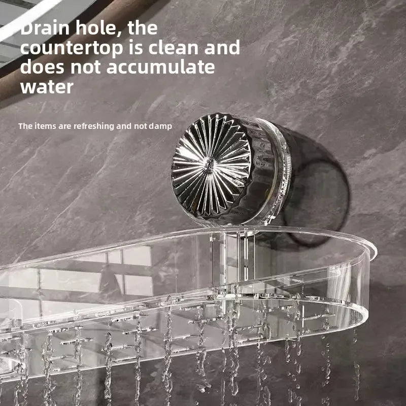 Bathroom Faucet Mount Storage Rack – No Drilling Washstand Organizer with Drain Design