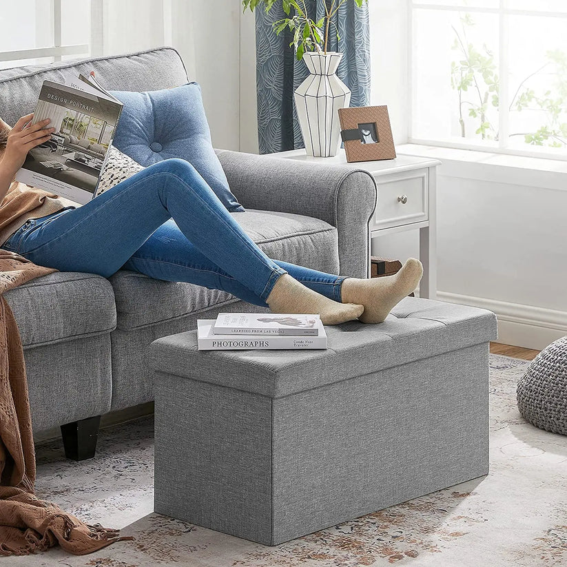 Large Capacity Storage Box - Padded Cushion Bench & Shoe Stool