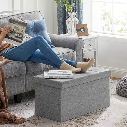 Large Capacity Storage Box - Padded Cushion Bench & Shoe Stool
