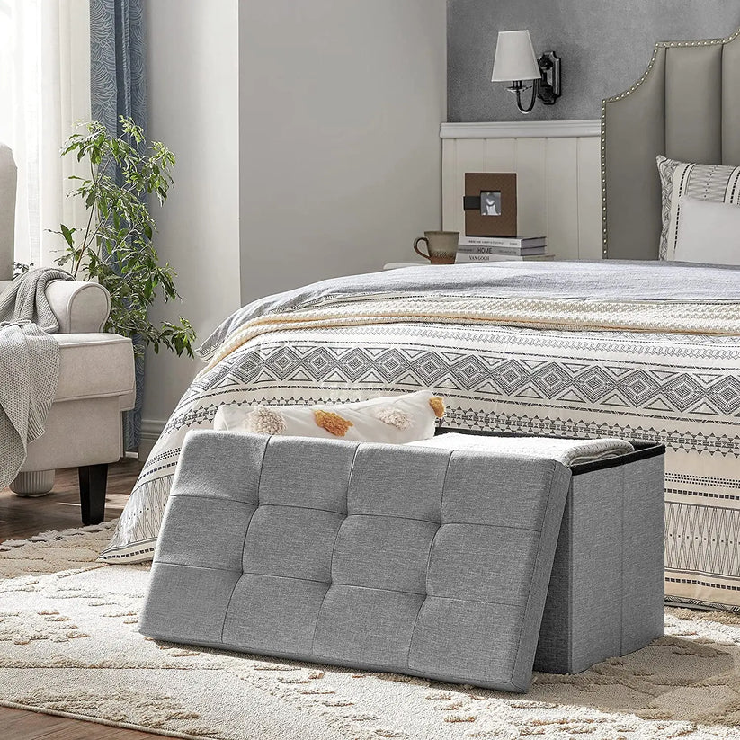 Large Capacity Storage Box - Padded Cushion Bench & Shoe Stool