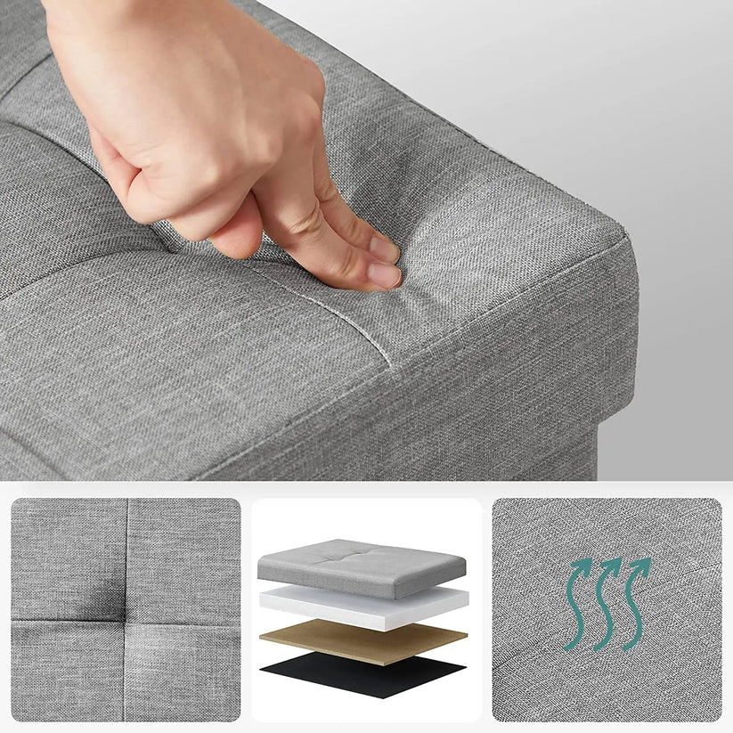 Large Capacity Storage Box - Padded Cushion Bench & Shoe Stool