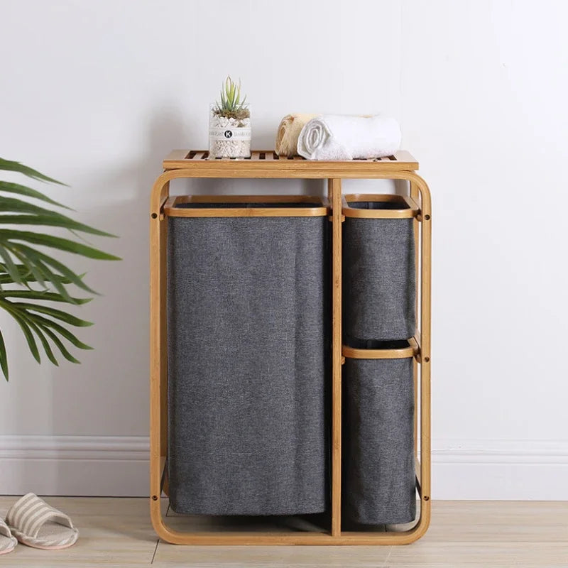 Bamboo Laundry Basket – 3 Collapsible Storage Bags