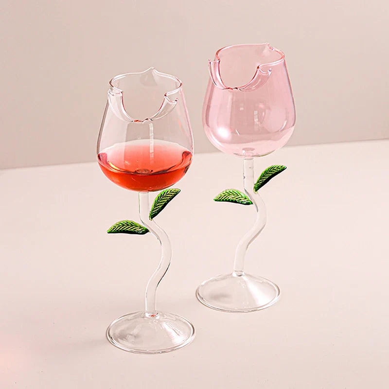 Romantic Rose Flower Juice Glass – Elegant Cocktail & Champagne Cup