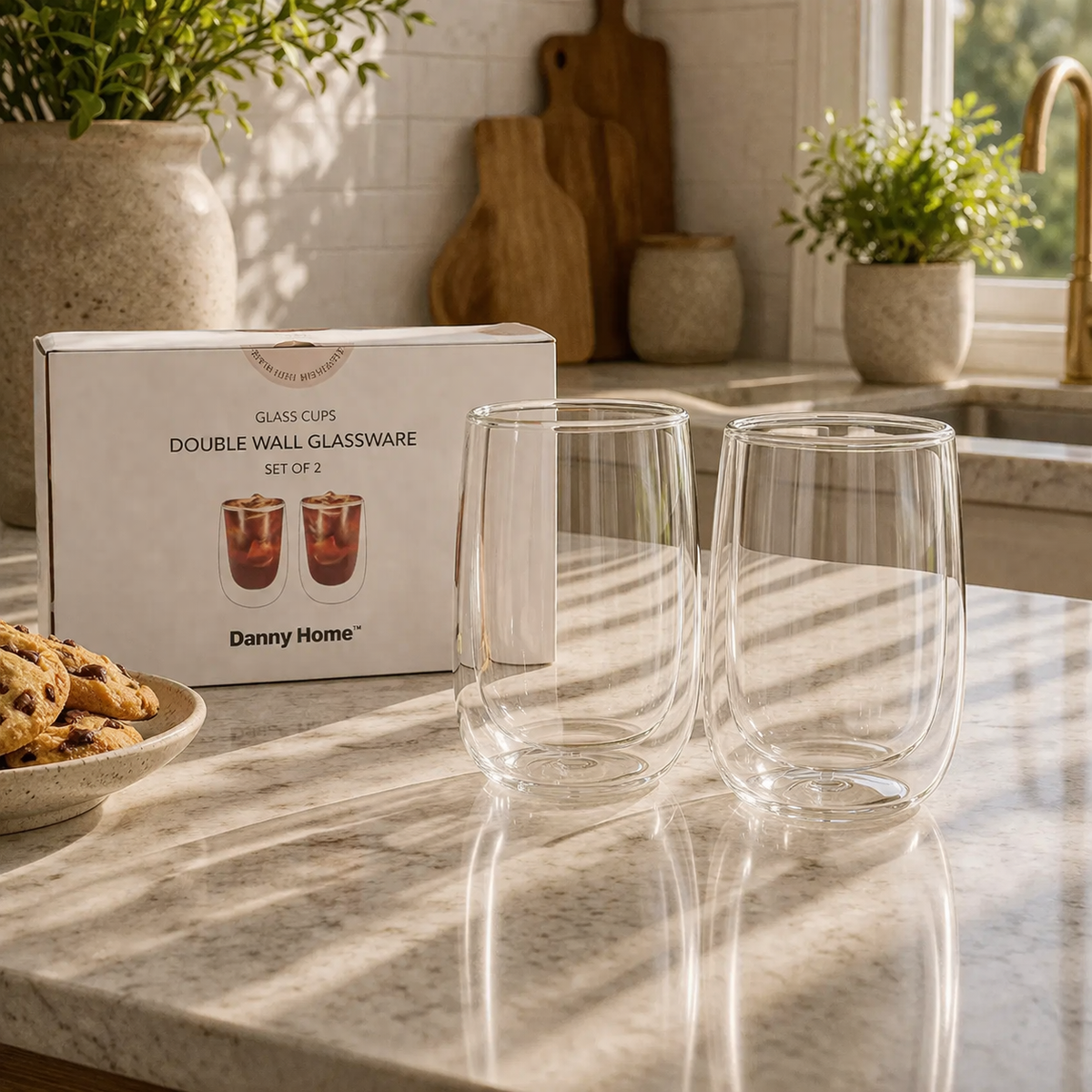 Danny Home Double Walled Glasses 300ml - 2Pcs Set