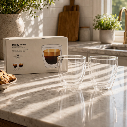 Danny Home Double Walled Espresso Glasses 80ml - 2Pcs Set
