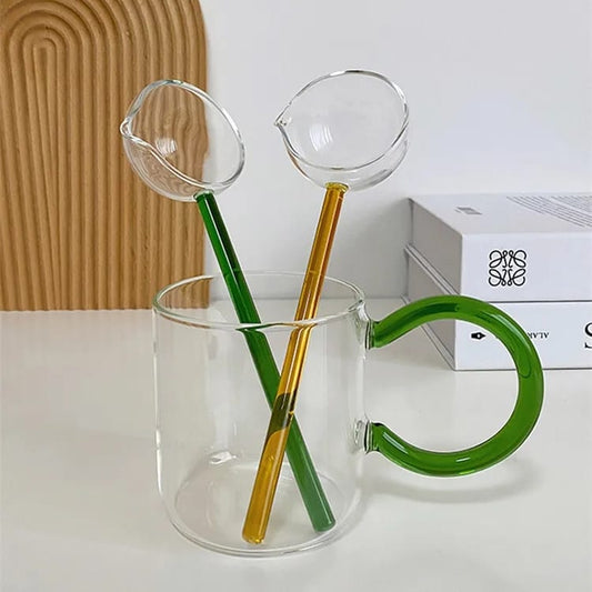 Transparent long glass spoon