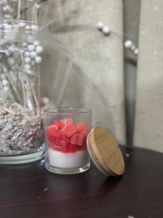 Red Chunk Wax Candle – Wood Lid Jar