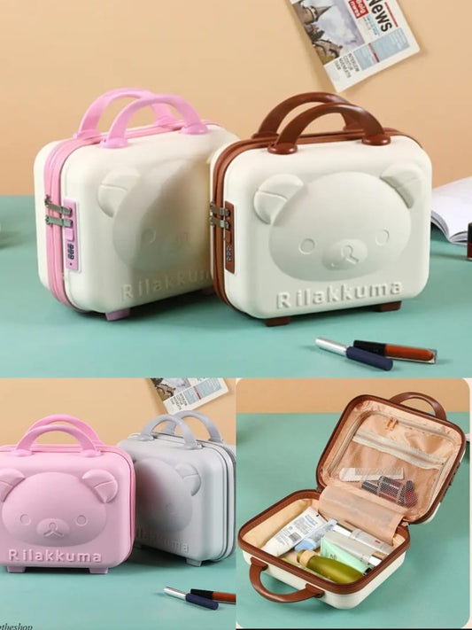 Portable Mini Bear Makeup Handbag, Mini Bear Travel Cosmetic Bag, Durable Zipper Cosmetic Bag