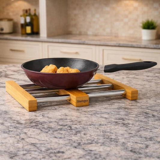 Shengya Bamboo Wok Stand Expandable Heat Resistant Base