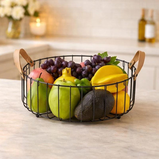 Modern Round Fruit Basket Metal Wire Bowl