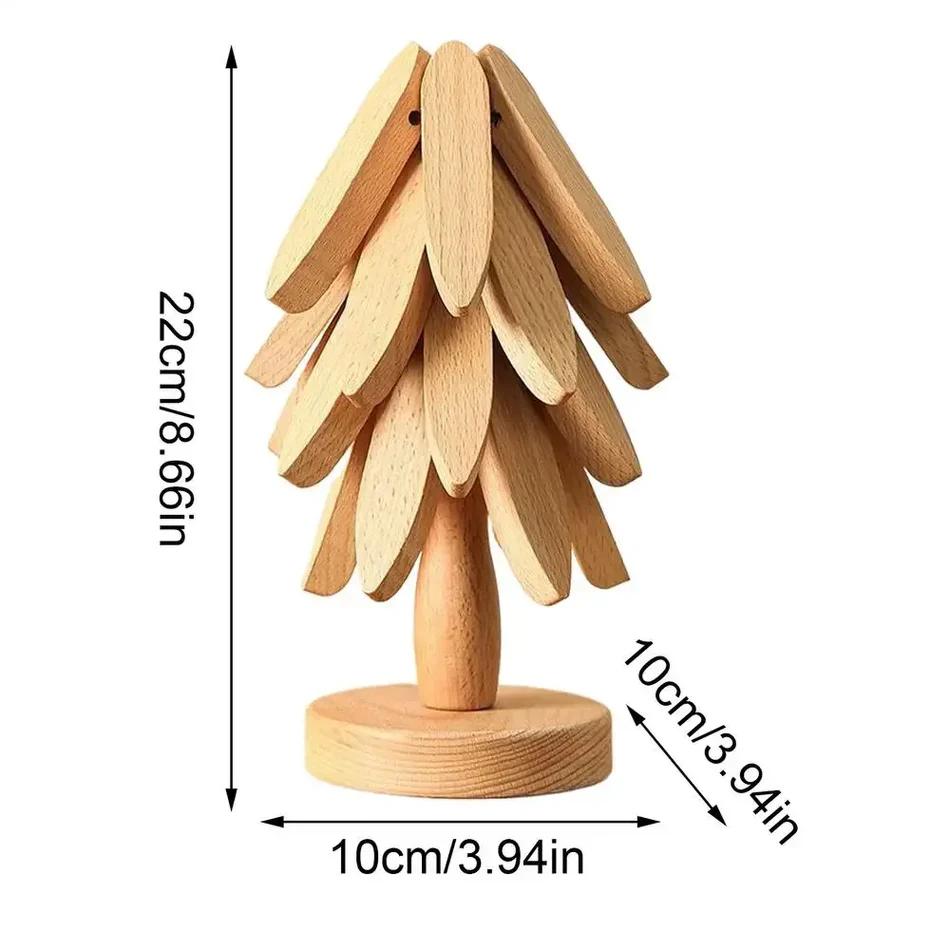 Foldable Wooden Tree Trivet & Coaster Set – Heat-Resistant Table Protector
