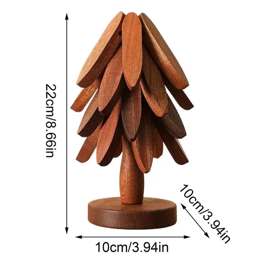 Foldable Wooden Tree Trivet & Coaster Set – Heat-Resistant Table Protector