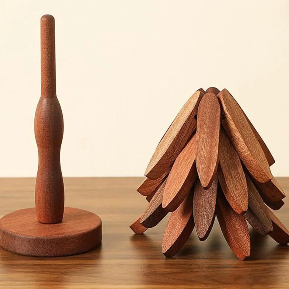 Foldable Wooden Tree Trivet & Coaster Set – Heat-Resistant Table Protector