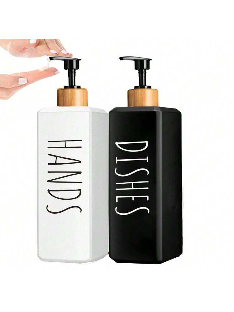 2PC Soap Dispenser Set with Bamboo Tray