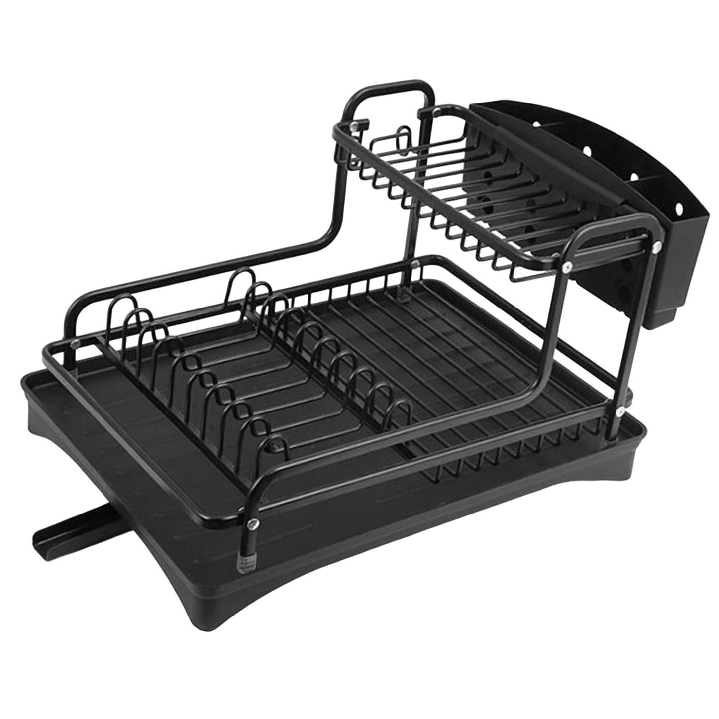 4-in-1 Aluminum Dish Drainer Rack for Plates, Bowls, Cutlery & Wine Glasses