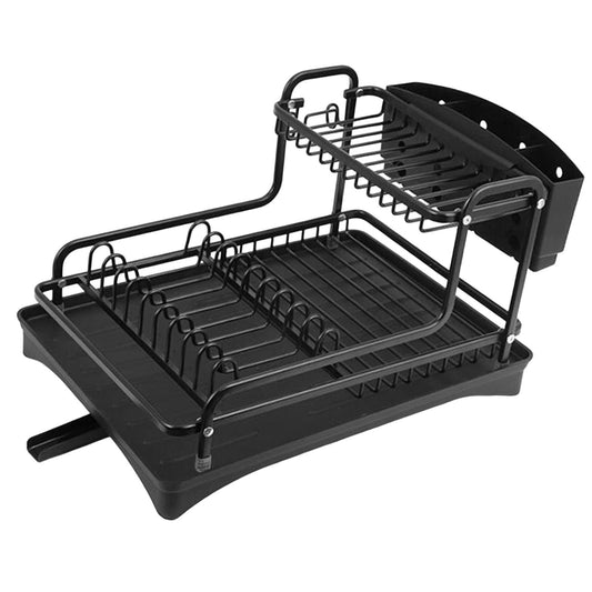 4-in-1 Aluminum Dish Drainer Rack for Plates, Bowls, Cutlery & Wine Glasses