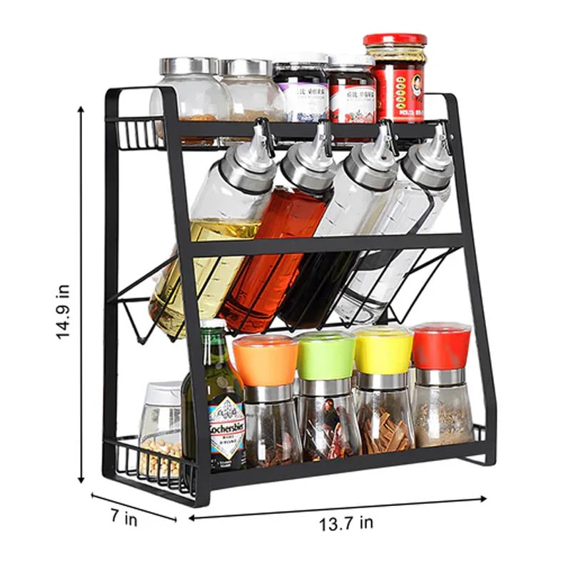 Kitchen Organizer Multifunctional 3-Tier Storage Rack | Space Saving Countertop Shelf