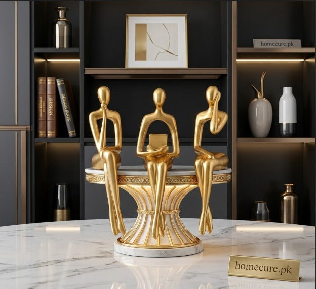 Sitting Lady 3Pcs Set Fiber Body Decorative Statue | Modern Home Decor Accent