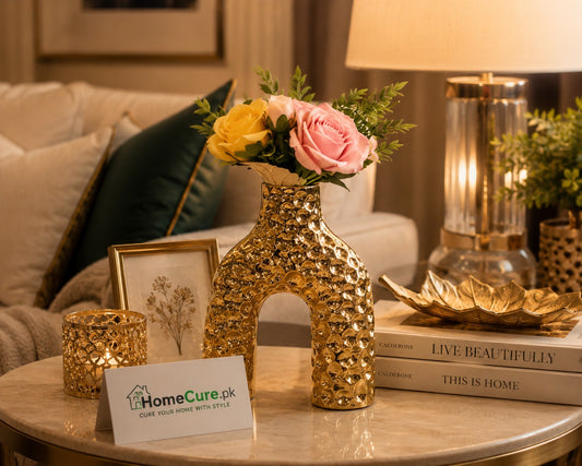 Luxury Gold Metal Decorative Vase | Modern Hollow Flower Vase