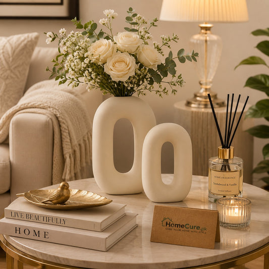 Modern Hollow Ceramic Vase Set (2 Pcs) | Nordic Minimalist Home Décor