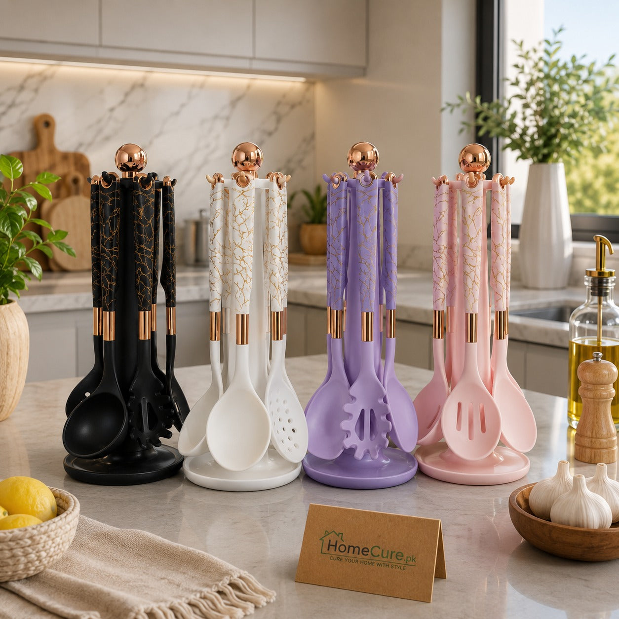 7-Piece Non-Stick Silicone Kitchen Utensil Set with Stand | Heat-Resistant Cooking Tools