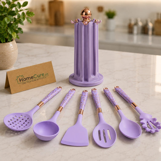 7-Piece Non-Stick Silicone Kitchen Utensil Set with Stand | Heat-Resistant Cooking Tools