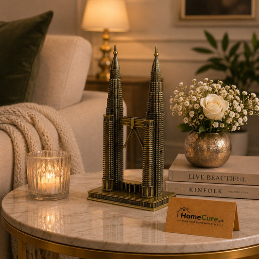 Luxury Petronas Twin Towers Metal Landmark Showpiece