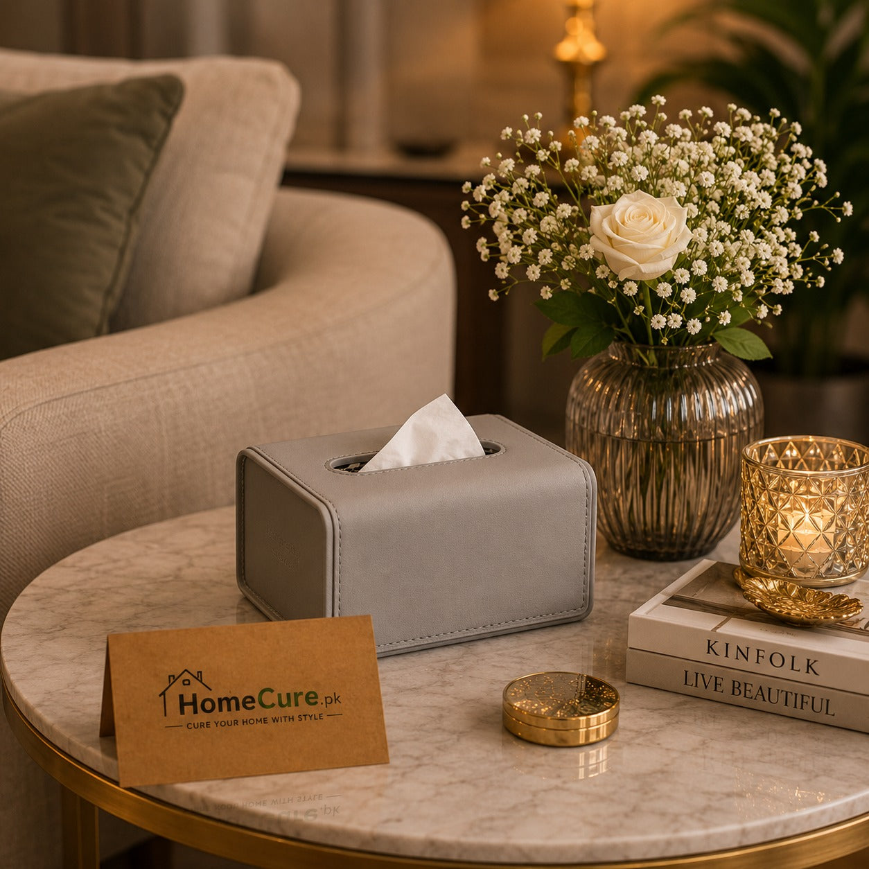 Luxury Leather Texture Modern Tissue Dispenser Box