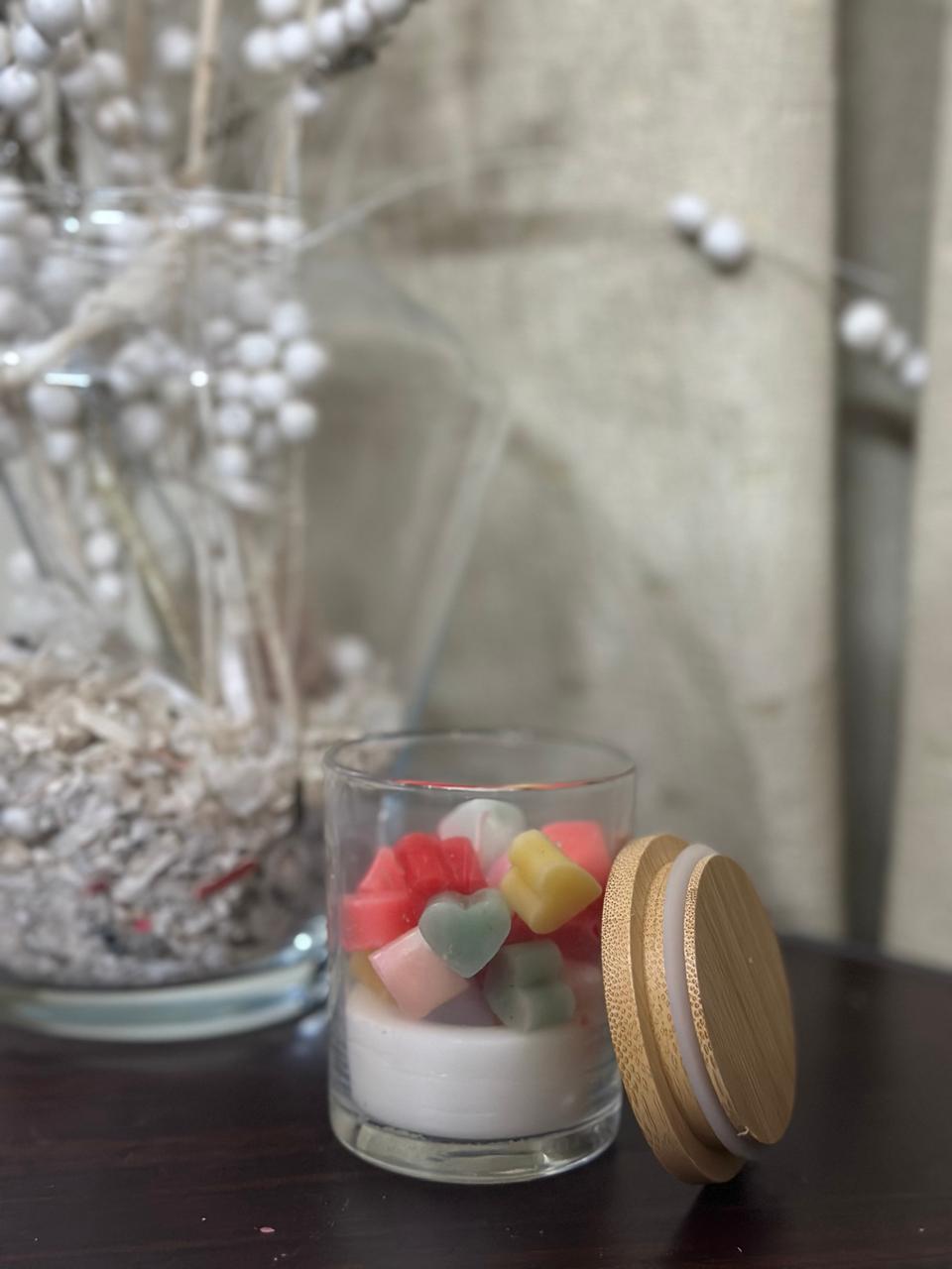 Red Chunk Wax Candle – Wood Lid Jar