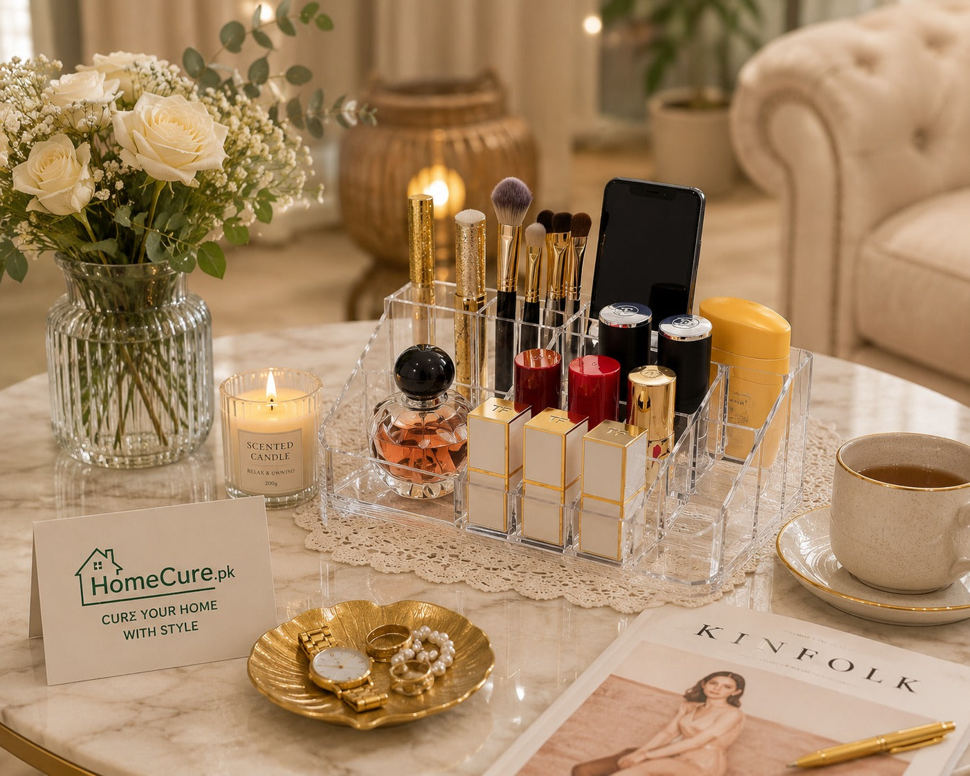 Makeup & Cosmetics Organizer | Multi-Compartment Vanity Storage Box