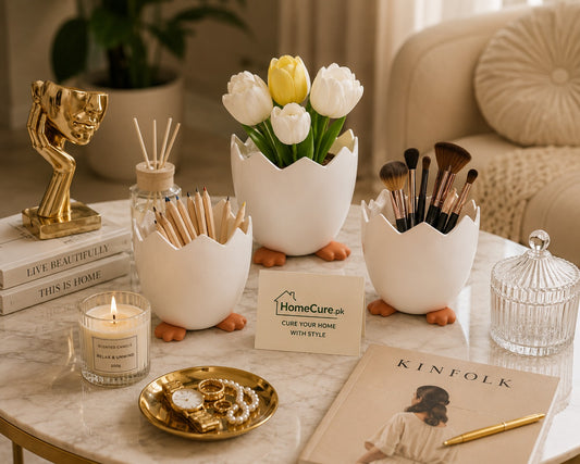 Broken Egg Shape Brush Holder | Makeup Brush & Cosmetic Organizer