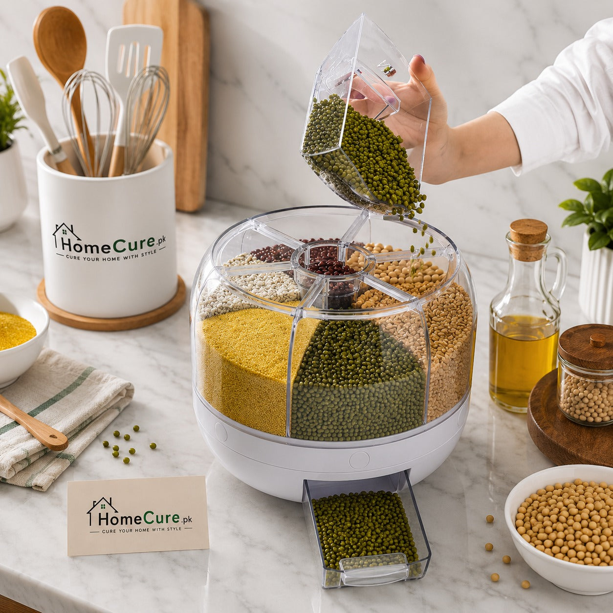 5kg & 10kg Rotating Cereal Dispenser | Airtight Grain Storage Container