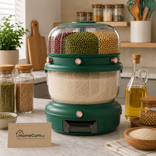 9KG Double Layer 360°Rotating Storage Separate Sealed Cereal Container