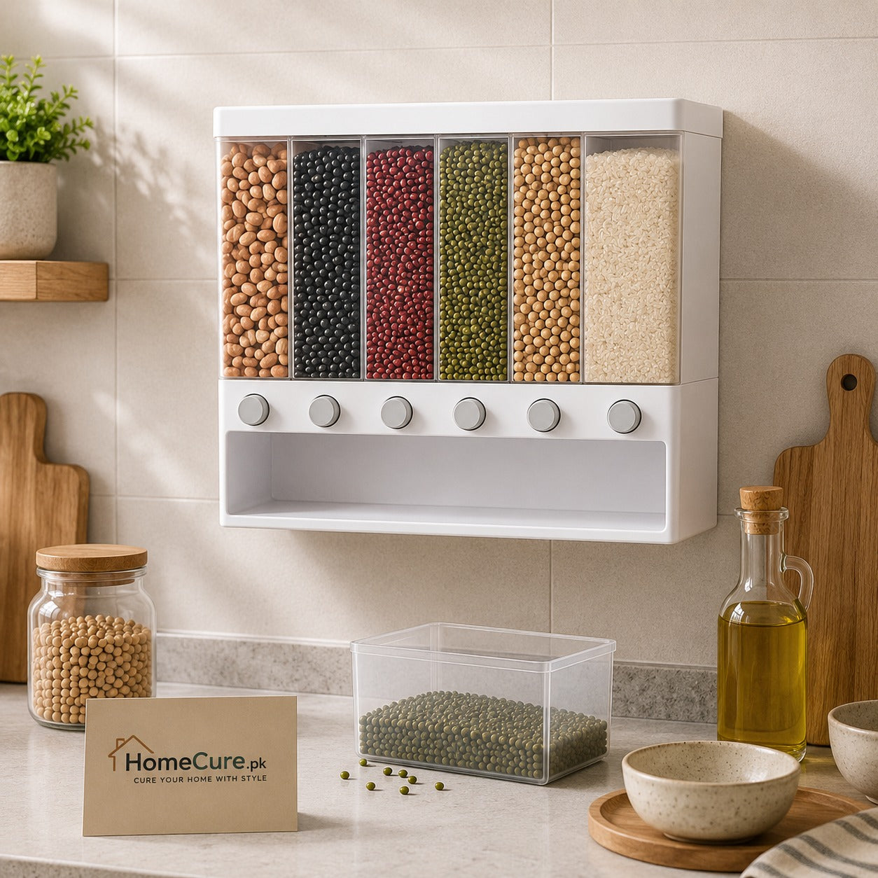 10kg Wall Mounted Rice & Cereal Dispenser | Divided Storage Container