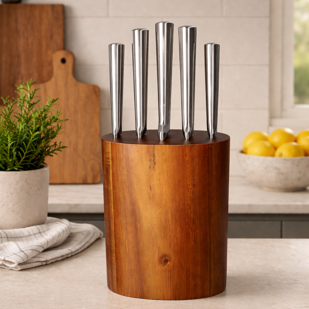 Danny Home 5 Piece Knife Set With Acacia Wood Block
