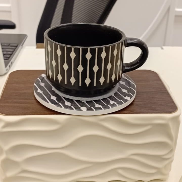 Danny Home Ceramic 12-Piece Black Diamond Line Pattern Cup & Saucer Set