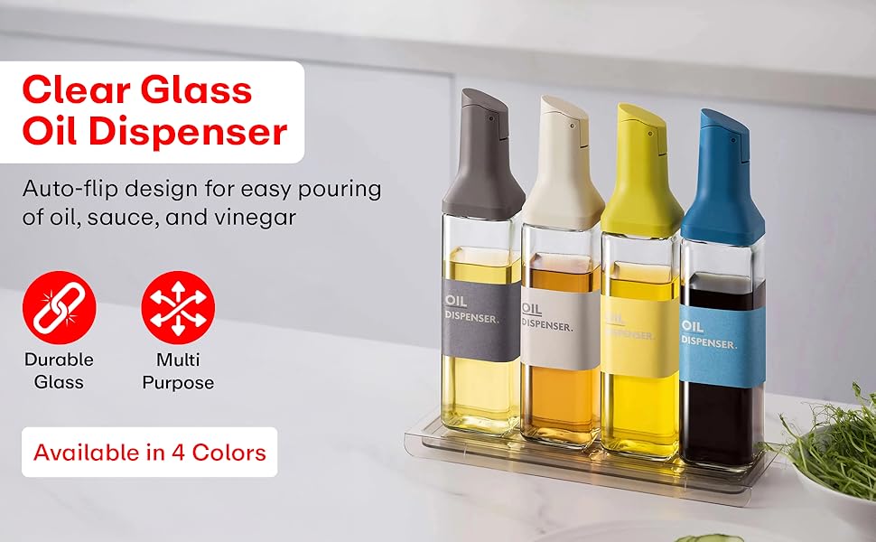 500ml Oil Dispenser Bottle – Leak-Proof Glass with Auto-Flip Cap